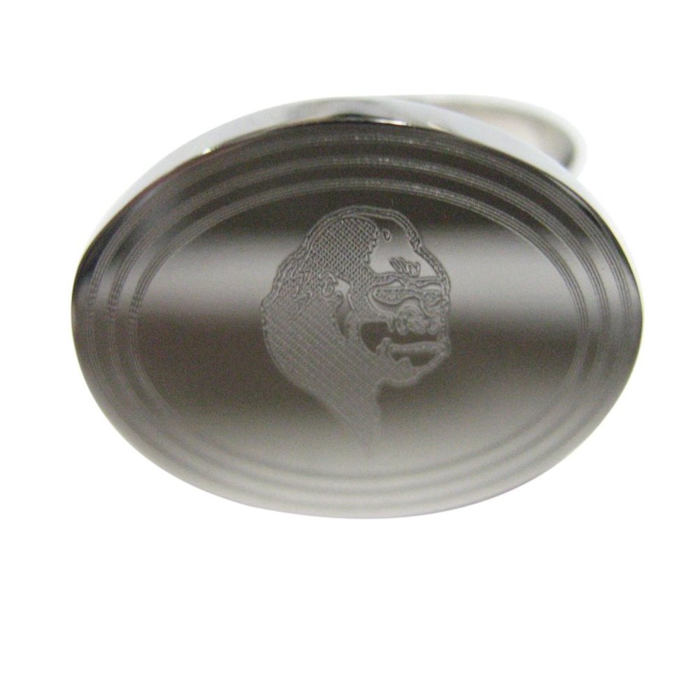 Etched Oval Gorilla Head Adjustable Size Ring